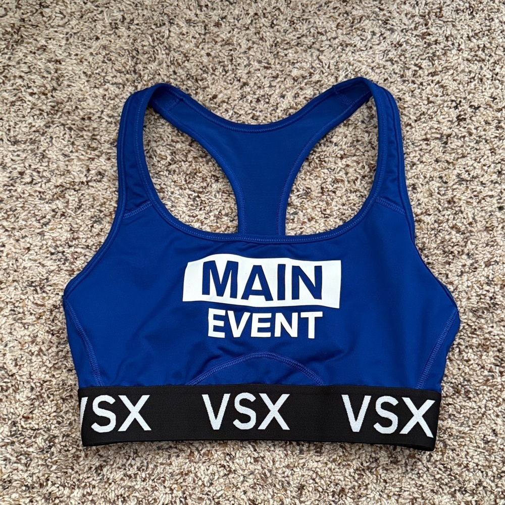 VSX Sport Blue Main Event Racerback Sports Bra Medium Support Womens Size Small